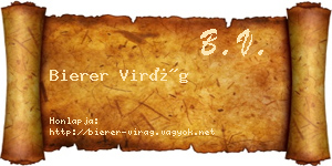 Bierer Virág névjegykártya